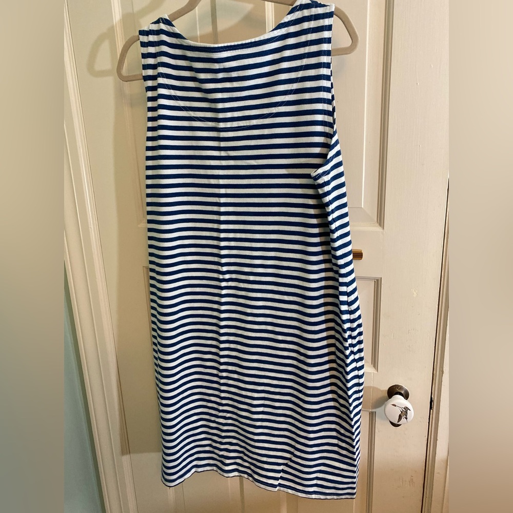 Joules size 14 cotton striped navy white dress